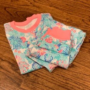Lilly Pulitzer Kids Pajama Set - Pink and Blue Floral sz 10. Never worn